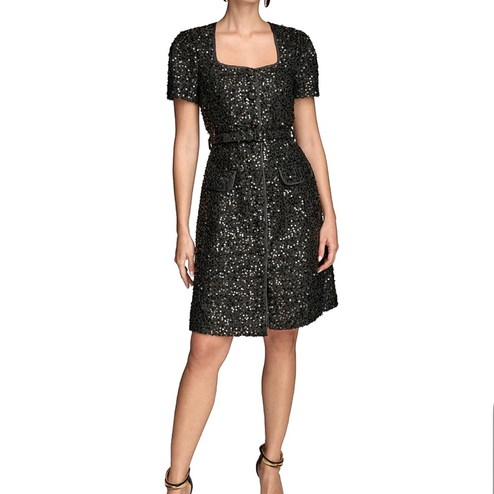 Donna Karan Black Sequined Mini Dress